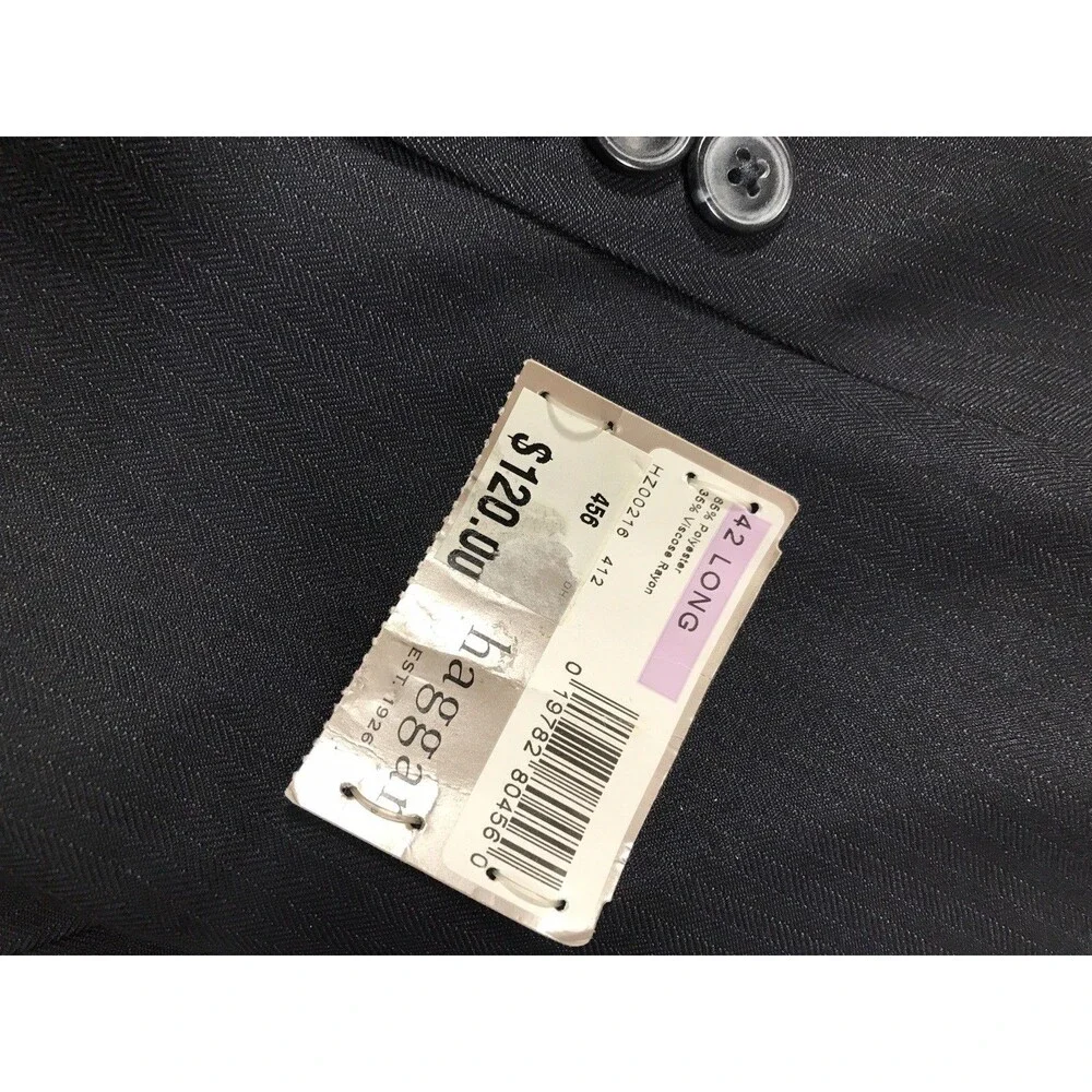 Haggar Blazer Mens 42 Long Grey/black Suit Jacket Two Button Suit Up System New